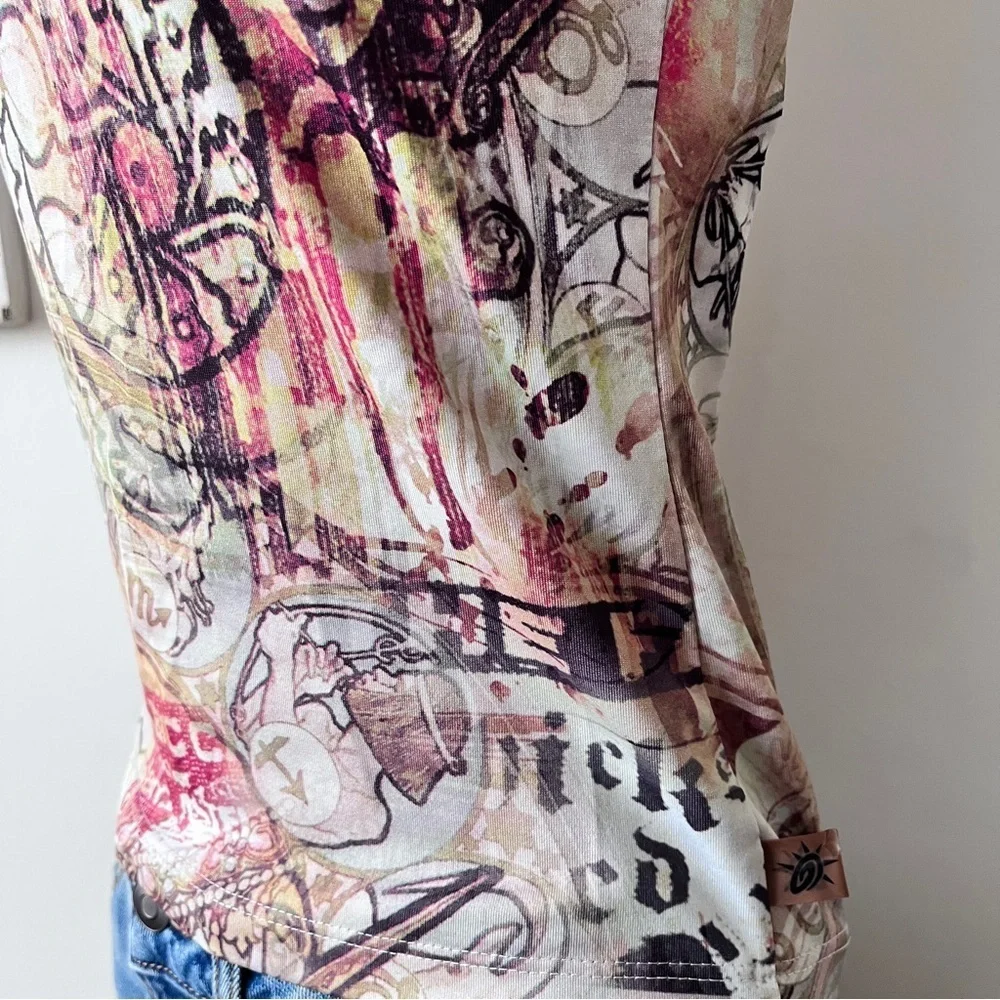 Y2K So Sporty Zodiac Printed Stretch Tank Top Size S